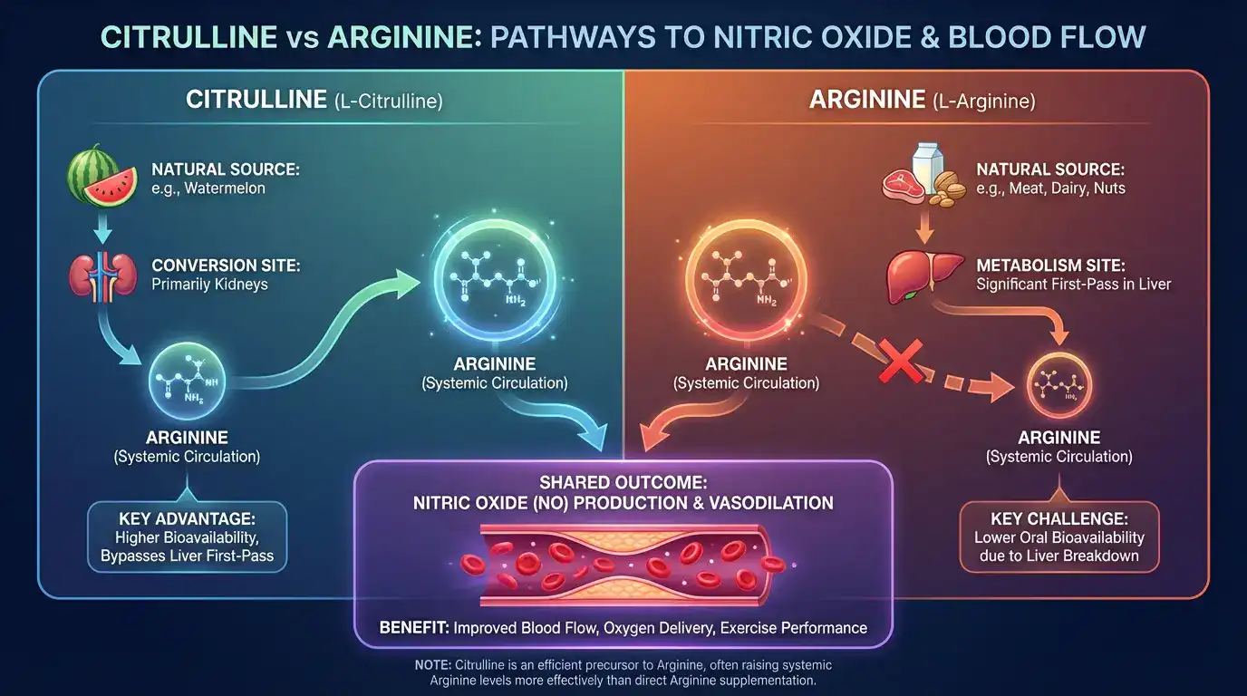 citrulline vs arginine comparison graphic